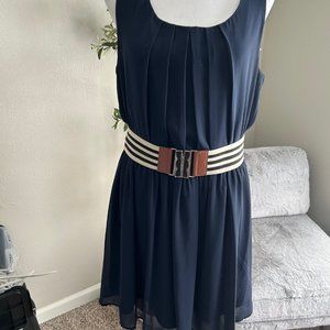 BCX Sleeveless Navy Belted Womens Mini Dress Size XL